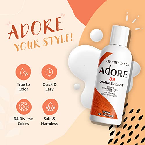 Adore Semi Permanent Hair Color - Vegan and Cruelty-Free Hair Dye - 4 Fl Oz - 076 Copper Brown (Pack of 1)