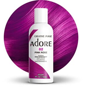 Adore Semi Permanent Hair Color - Vegan and Cruelty-Free Hair Dye - 4 Fl Oz - 082 Pink Rose (Pack of 1)