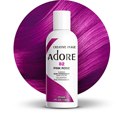 Adore Semi Permanent Hair Color - Vegan and Cruelty-Free Hair Dye - 4 Fl Oz - 082 Pink Rose (Pack of 1)