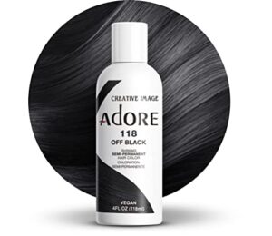 adore semi permanent hair color - vegan and cruelty-free hair dye - 4 fl oz - 118 off black (pack of 1)