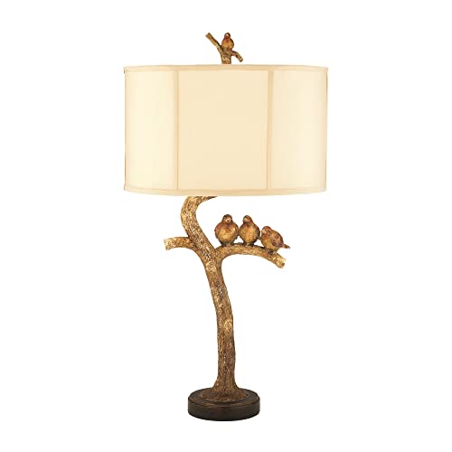 Dimond 93-052 Three Bird, 31.0" x 11.0" x 16.5", Gold Leaf/Black Table lamp, 11W X 17D X 31H