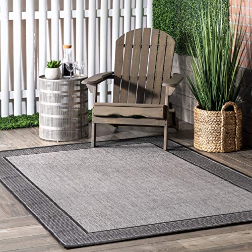 nuLOOM Gris Contemporary Indoor/Outdoor Area Rug, 7' 6" x 10' 9", Grey