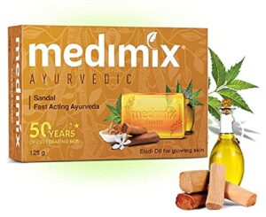 medimix herbal handmade ayurvedic soap with sandal with eladi oil for blemish-free skin 125 gram (pack of 4)