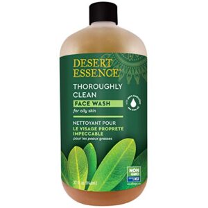desert essence thoroughly clean face wash original deep cleansing formula with tea tree, castile soap & coconut oil - gently removes oil & impurities for radiant, revitalized, smooth skin - 32oz