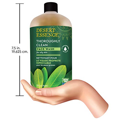 Desert Essence Thoroughly Clean Face Wash Original Deep Cleansing Formula with Tea Tree, Castile Soap & Coconut Oil - Gently Removes Oil & Impurities For Radiant, Revitalized, Smooth Skin - 32oz