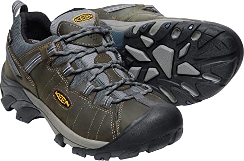 KEEN Men's Targhee 2 Low Height Waterproof Hiking Shoes, Gargoyle/Midnight Navy, 10.5 US