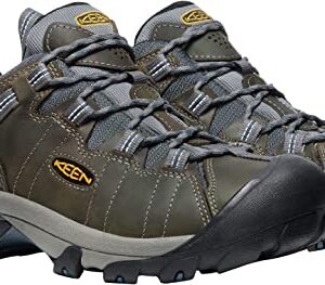 KEEN Men's Targhee 2 Low Height Waterproof Hiking Shoes, Gargoyle/Midnight Navy, 10.5 US