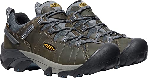 KEEN Men's Targhee 2 Low Height Waterproof Hiking Shoes, Gargoyle/Midnight Navy, 10.5 US