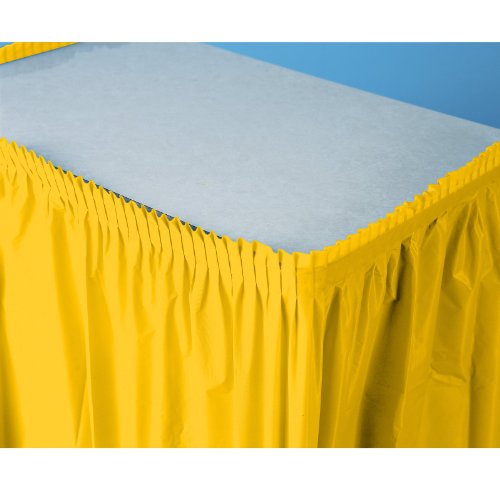 Creative Converting Plastic Table Skirt, 14-Feet, School Bus Yellow -