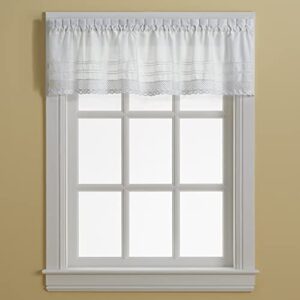 chf & you white crochet cafe kitchen curtain window valance, rod pocket, 58w x 14l inch, 1 valance
