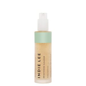indie lee brightening cleanser - exfoliating gel face wash + makeup remover with vitamin c + antioxidants to help visibly brighten, firm + protect skin (4.2oz / 125ml)