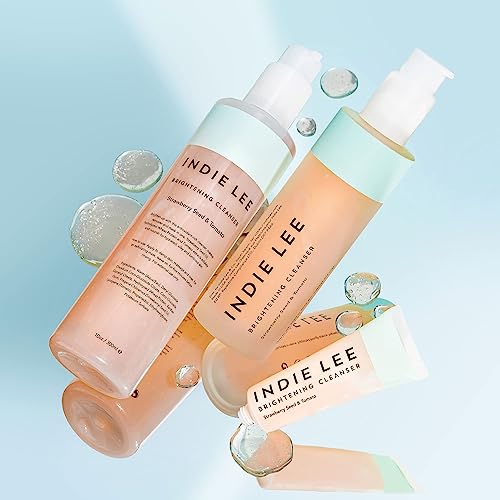 Indie Lee Brightening Cleanser - Exfoliating Gel Face Wash + Makeup Remover with Vitamin C + Antioxidants to Help Visibly Brighten, Firm + Protect Skin (4.2oz / 125ml)