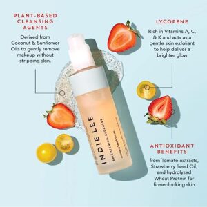 Indie Lee Brightening Cleanser - Exfoliating Gel Face Wash + Makeup Remover with Vitamin C + Antioxidants to Help Visibly Brighten, Firm + Protect Skin (4.2oz / 125ml)