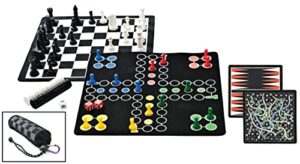 outside inside backpack 5-in-1 board games | compact, foldable, magnetic, travel size for camping and travel