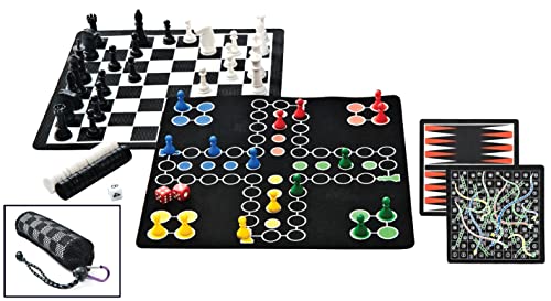 Outside Inside Backpack 5-in-1 Board Games | Compact, Foldable, Magnetic, Travel Size for Camping and Travel