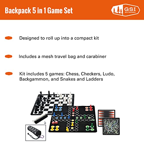 Outside Inside Backpack 5-in-1 Board Games | Compact, Foldable, Magnetic, Travel Size for Camping and Travel