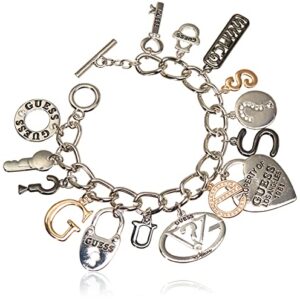 GUESS "Basic Mixed Metal Logo Charm Toggle Charm Bracelet