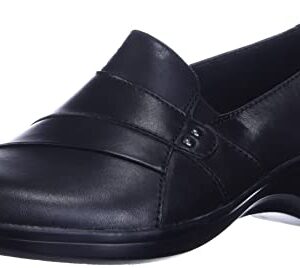 Clarks Women's May Marigold Slip-On Loafer, Black Leather, 9 M US