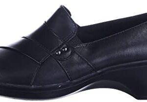 Clarks Women's May Marigold Slip-On Loafer, Black Leather, 9 M US