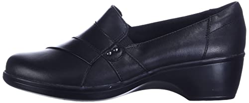 Clarks Women's May Marigold Slip-On Loafer, Black Leather, 9 M US