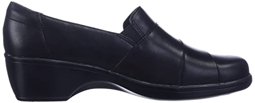 Clarks Women's May Marigold Slip-On Loafer, Black Leather, 9 M US