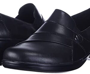 Clarks Women's May Marigold Slip-On Loafer, Black Leather, 9 M US