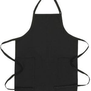 Chef Works Unisex Two Patch Pocket Bib Apron, Black, One Size