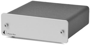 pro-ject phono box dc mm/mc phono preamp with line output (silver)
