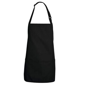 chef designs men's premium short bib apron, black, 28w x 24l