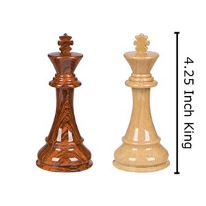 Abigail Chess Inlaid Wood Folding Board Game with Pieces, Extra Large 21 Inch Set