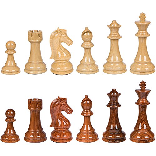 Abigail Chess Inlaid Wood Folding Board Game with Pieces, Extra Large 21 Inch Set