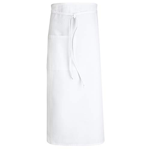 Chef Designs mens Bistro kitchen aprons, White, 28W x 32L US