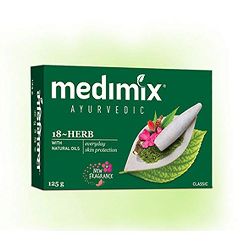 Medimix Herbal Handmade Ayurvedic Classic 18 Herb Soap for Healthy and Clear Skin Pack of 4 (4 x 125 g)
