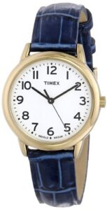 timex women’s t2n954 south street blue croco pattern leather strap watch