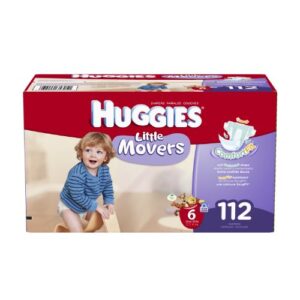 huggies little movers diapers economy plus, size 6, 112 count (packaging may vary)