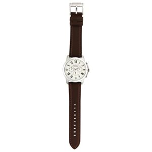 Fossil Men's Grant Quartz Stainless Steel and Leather Chronograph Watch, Color: Silver, Brown (Model: FS4735)