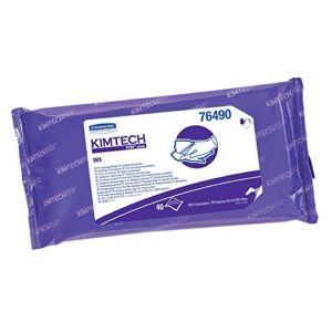 kimtech pure w4 presat sterile wipers (76490), 70% isopropyl alcohol with anti-stat resealable pouch, 11” x 9”, white, 10 pouches of 40 wipes / case (400 per case)
