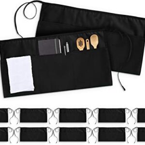 Utopia Waist Apron with 3 Pockets, 12-Pack, Black