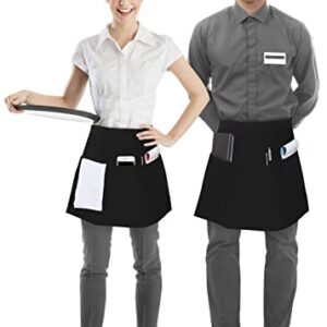 Utopia Waist Apron with 3 Pockets, 12-Pack, Black