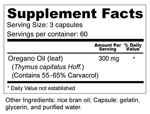 Wellness Resources Oregano Oil Capsules - High Potency Wild Oregano Oil 55-65% Carvacrol, 100mg per Capsule (180 Capsules) … B008RGJ8WU