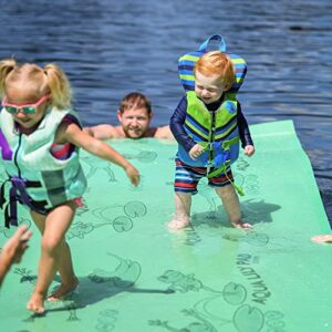 Aqua Lily Pad Original Floating Water Mat, Patented 2 Layer FlexCore Green/Yellow Foam Raft, Made in The USA (18 Foot)