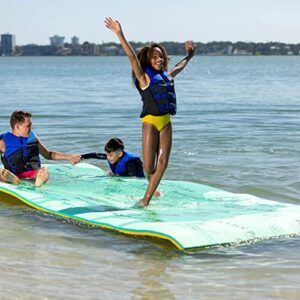 Aqua Lily Pad Original Floating Water Mat, Patented 2 Layer FlexCore Green/Yellow Foam Raft, Made in The USA (18 Foot)