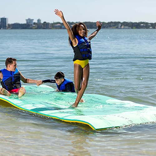 Aqua Lily Pad Original Floating Water Mat, Patented 2 Layer FlexCore Green/Yellow Foam Raft, Made in The USA (18 Foot)