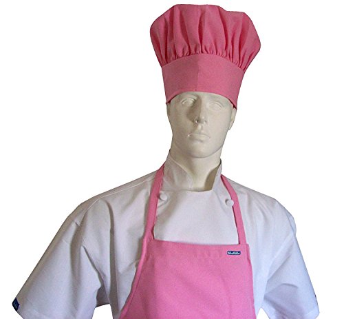 CHEFSKIN Adult Set Apron + Hat Pink, Ultra Lightweight Cool & Comfortable