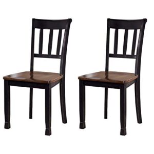 signature design by ashley owingsville modern farmhouse dining room side chair, 2 count, black and brown