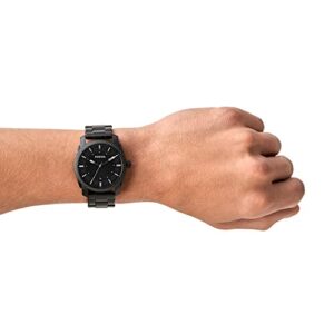 Fossil Men's Machine Quartz Stainless Steel Three-Hand Watch, Color: Black (Model: FS4775)