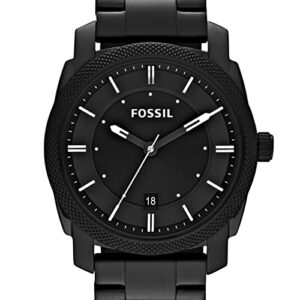 Fossil Men's Machine Quartz Stainless Steel Three-Hand Watch, Color: Black (Model: FS4775)