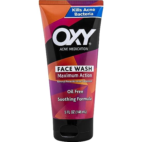 Oxy Acne Medication Face Wash - Maximum Action with Maximum Strength 10% Benzoyl Peroxide (5 Fl Oz)