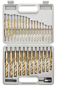 tooluxe 10055l hex shank drill bit set, 30 pc, titanium coated metal drill bits, quick change design, small drill bits from 1/16" - 1/2" large drill bits, high speed steel impact driver drillbits