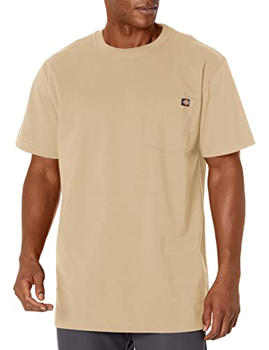 Dickies mens Heavyweight Crew Neck Short Sleeve Tee Henley Shirt, Desert Sand, Large US